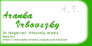 aranka vrbovszky business card